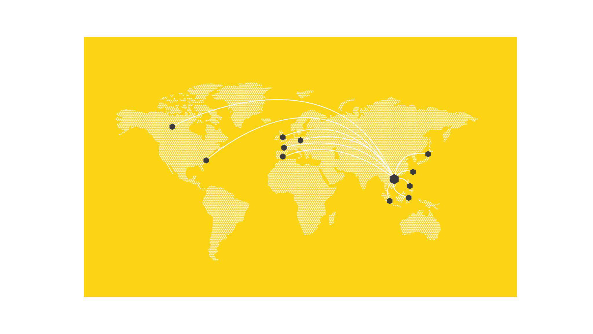 bản đồ các nước mà công ty Phong Sơn xuất khẩu mật ong.